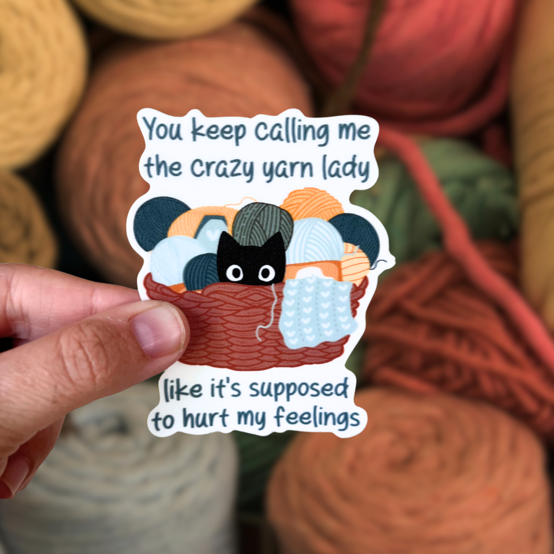 Crazy Yarn Lady Waterproof Vinyl Sticker