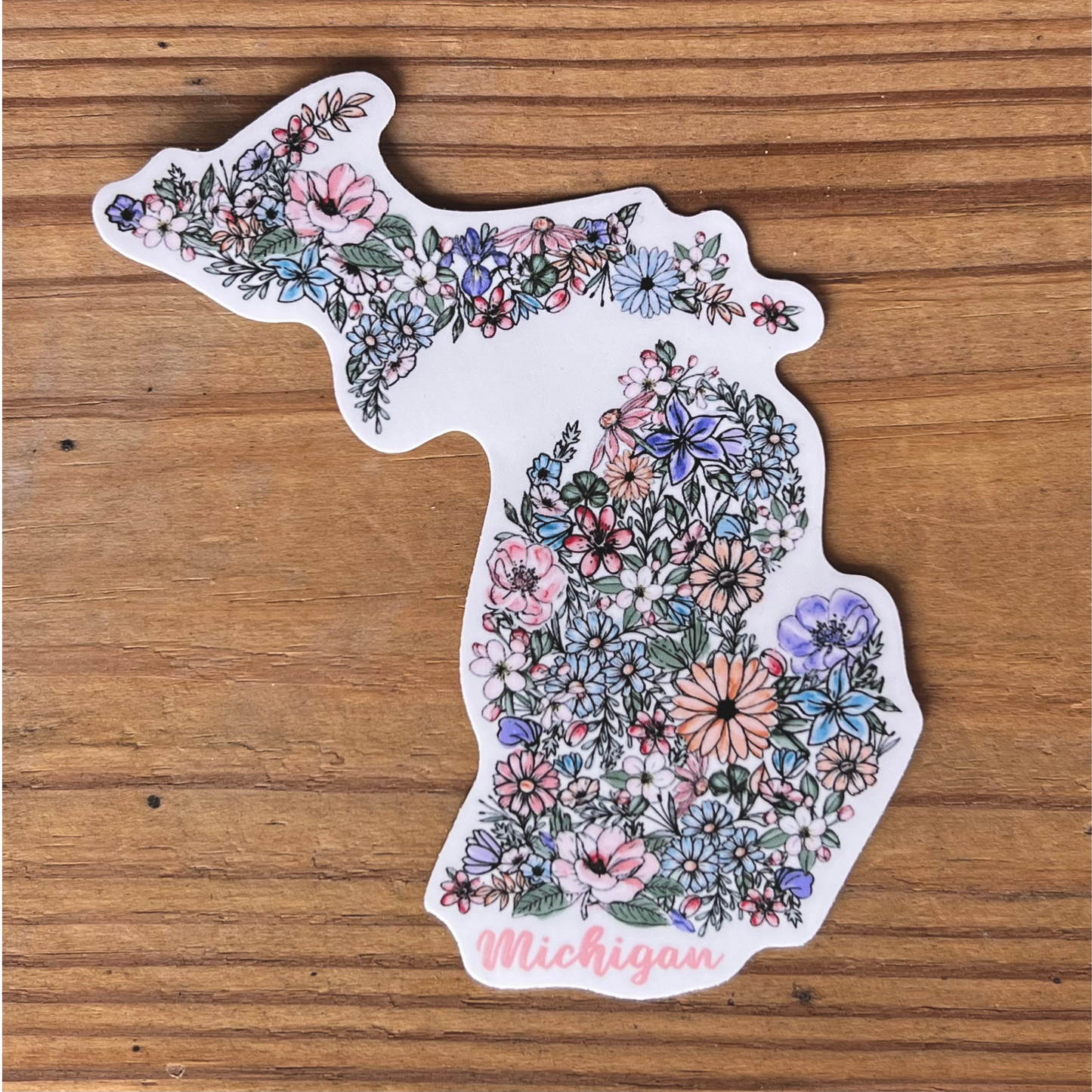 Floral Michigan Waterproof Sticker