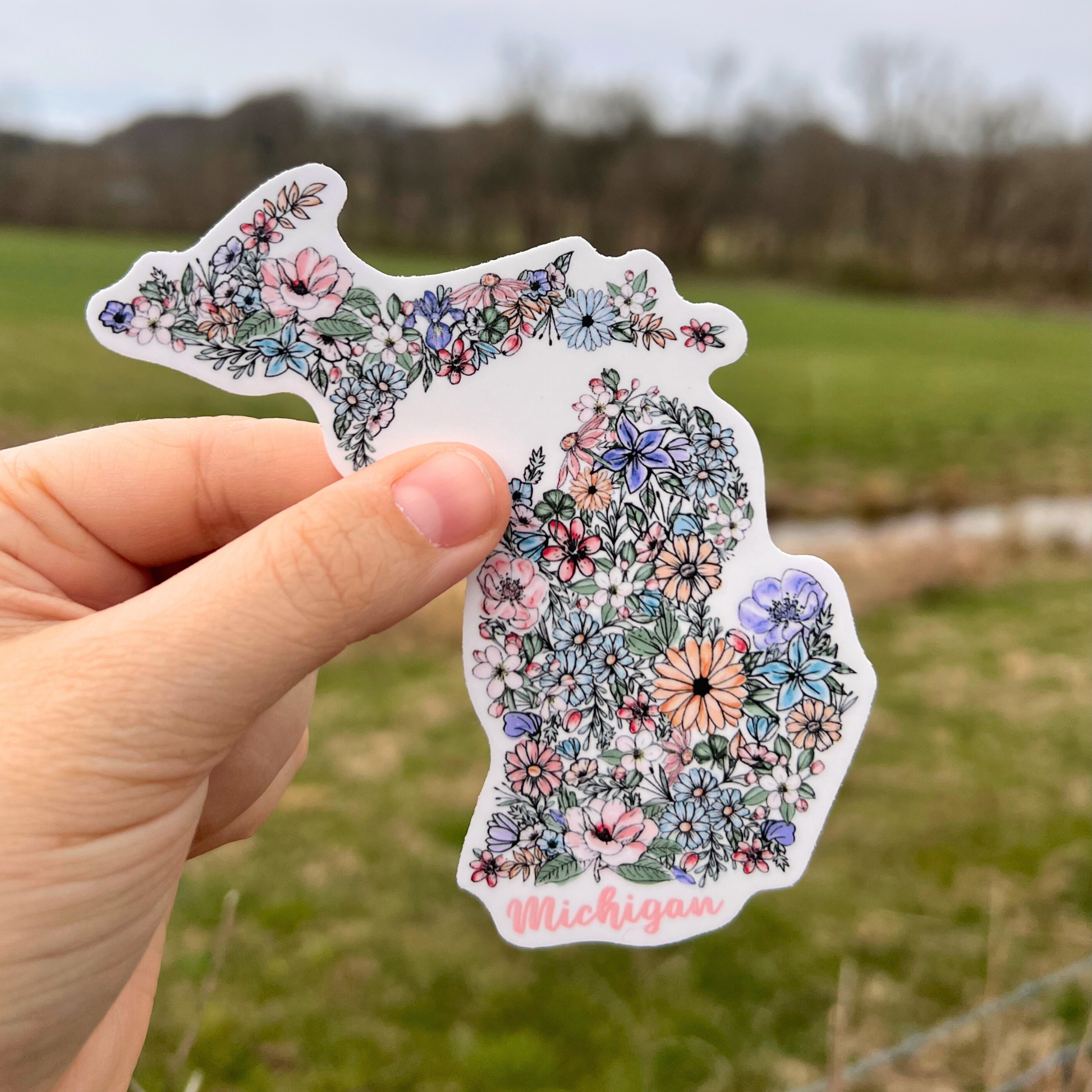 Michigan Floral Waterproof Sticker