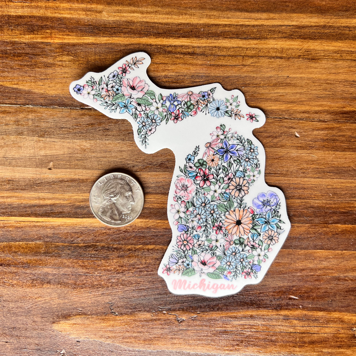 Floral Michigan Waterproof Sticker