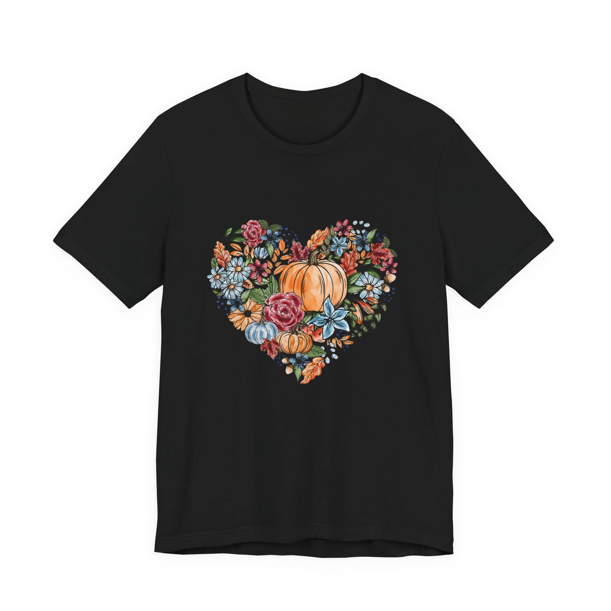 Fall Floral Heart Watercolor T-Shirt