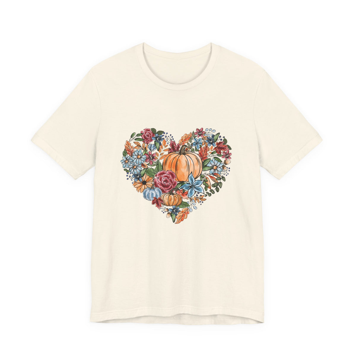Fall Floral Heart Watercolor T-Shirt