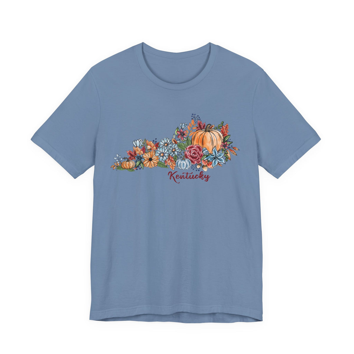 Kentucky Fall T-Shirt, Floral Pumpkin Graphic Tee, Autumn Kentucky Shirt, Watercolor Fall Tee, Kentucky Gift for Her