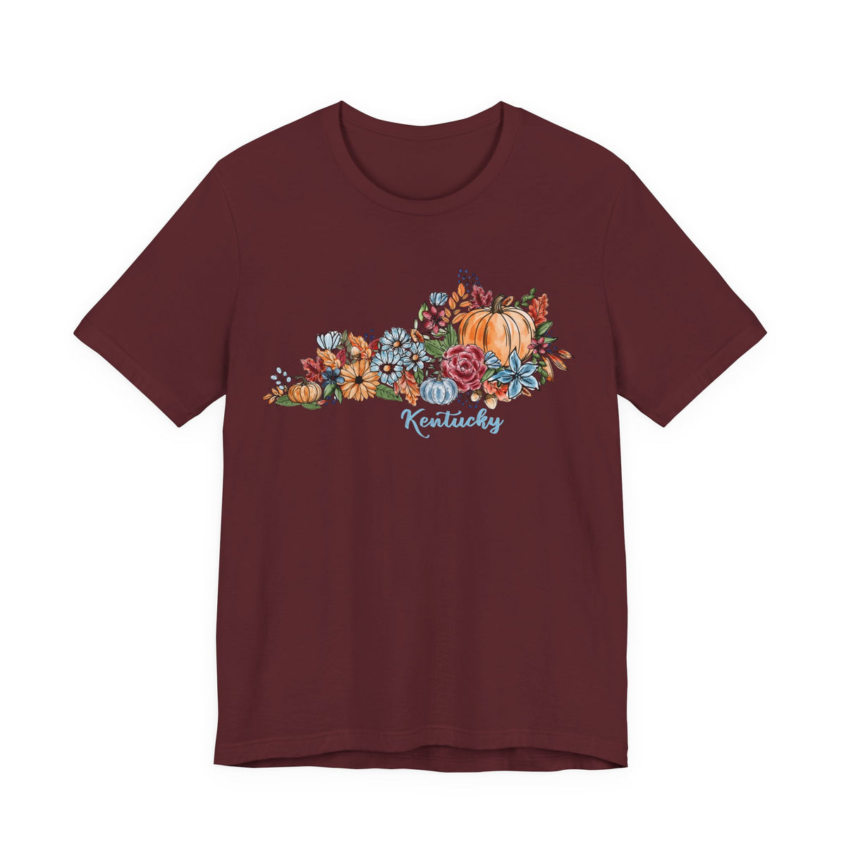 Kentucky Fall T-Shirt, Floral Pumpkin Graphic Tee, Autumn Kentucky Shirt, Watercolor Fall Tee, Kentucky Gift for Her