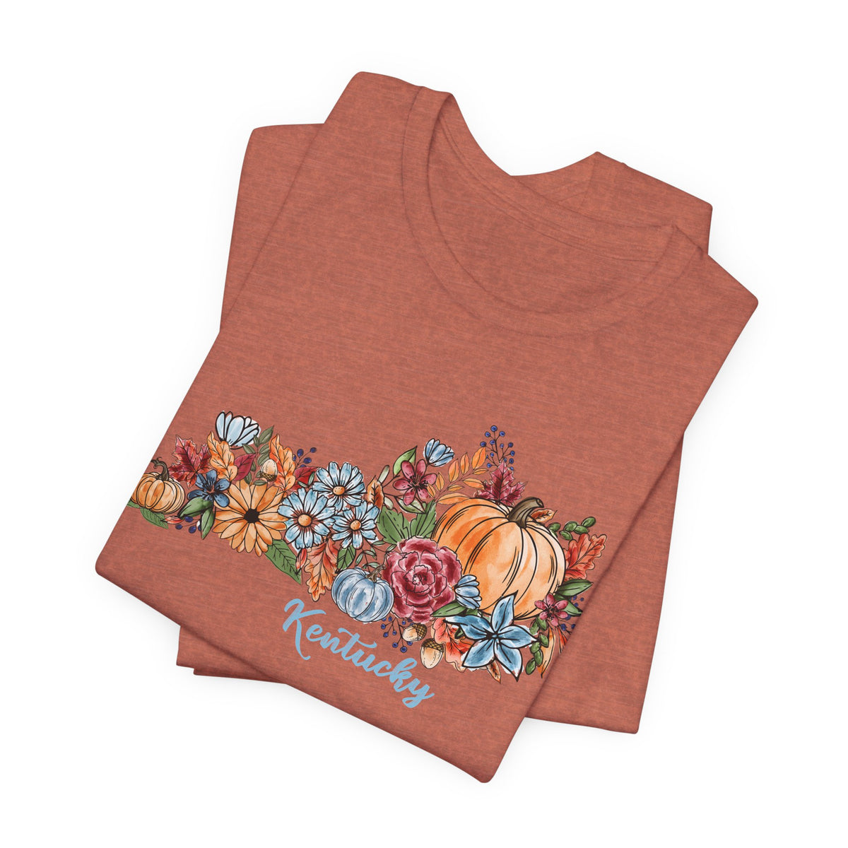 Kentucky Fall T-Shirt, Floral Pumpkin Graphic Tee, Autumn Kentucky Shirt, Watercolor Fall Tee, Kentucky Gift for Her
