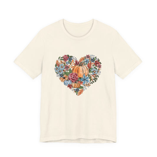 Fall Floral Heart Watercolor T-Shirt
