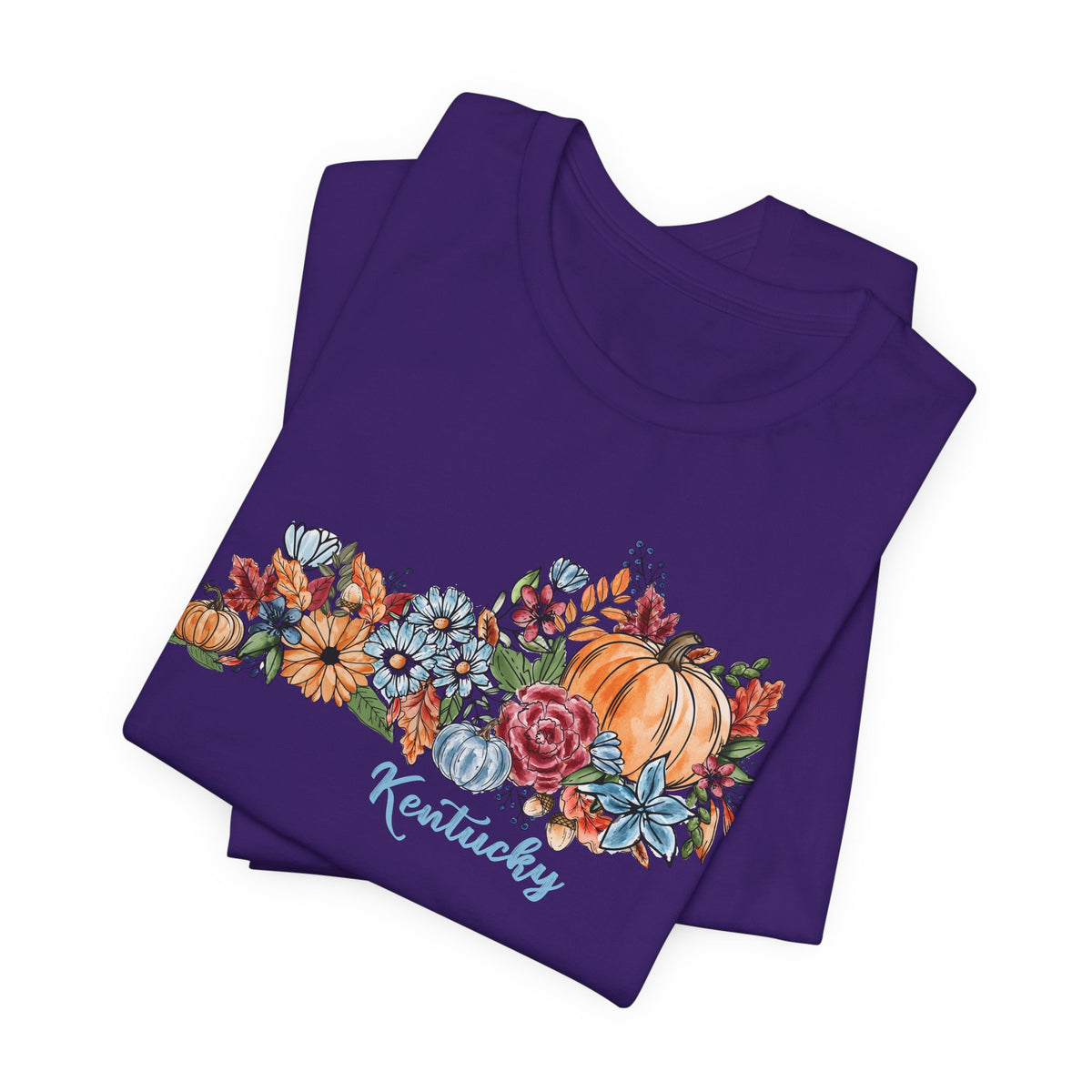 Kentucky Fall T-Shirt, Floral Pumpkin Graphic Tee, Autumn Kentucky Shirt, Watercolor Fall Tee, Kentucky Gift for Her