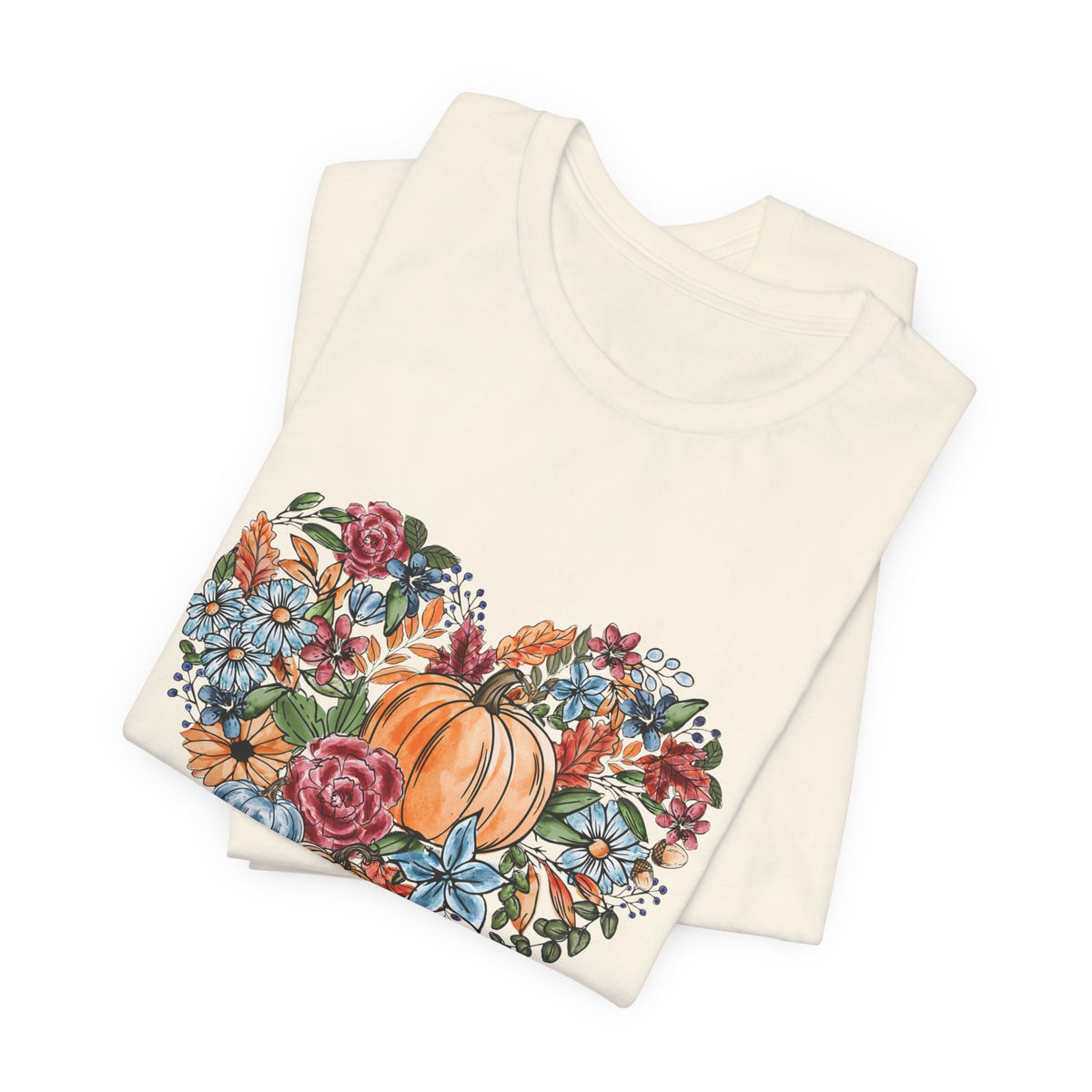 Fall Floral Heart Watercolor T-Shirt