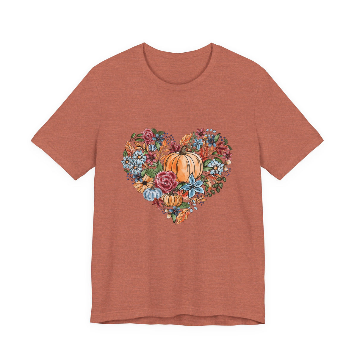 Fall Floral Heart Watercolor T-Shirt