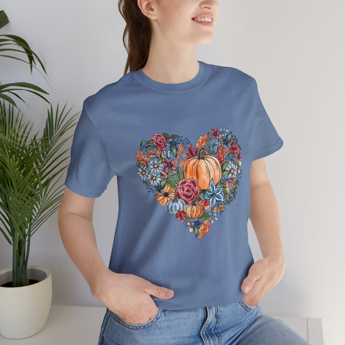 Fall Floral Heart Watercolor T-Shirt