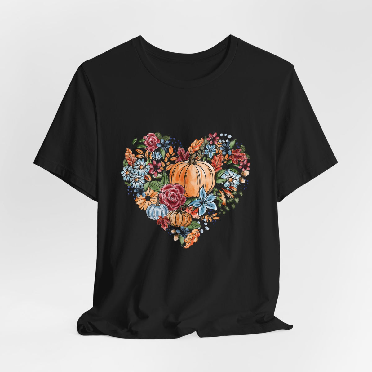 Fall Floral Heart Watercolor T-Shirt