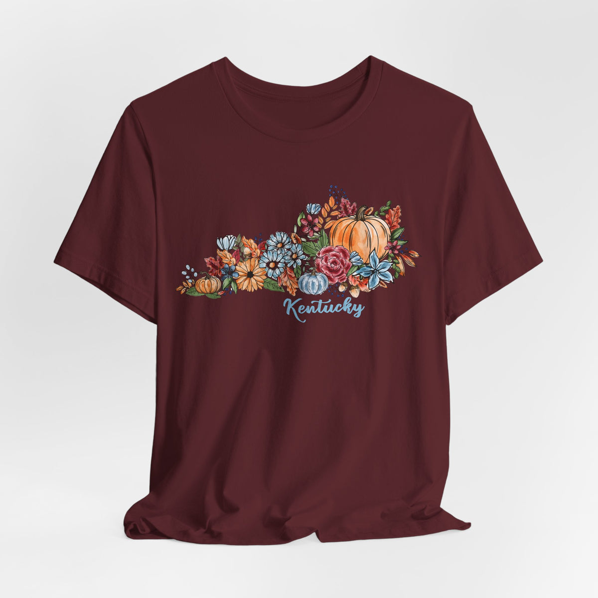 Kentucky Fall T-Shirt, Floral Pumpkin Graphic Tee, Autumn Kentucky Shirt, Watercolor Fall Tee, Kentucky Gift for Her