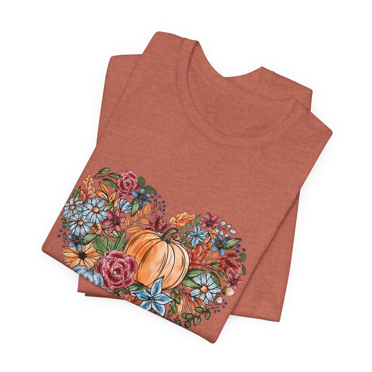 Fall Floral Heart Watercolor T-Shirt