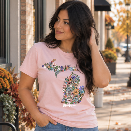 Michigan State Floral T-Shirt | Floral Botanical Tee