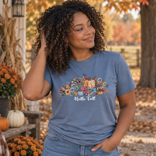 Hello Fall Watercolor Floral T-Shirt
