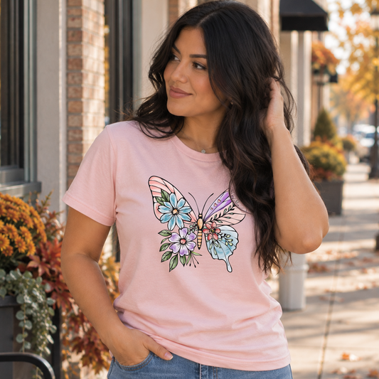 Floral Butterfly T-Shirt | Floral Botanical Tee