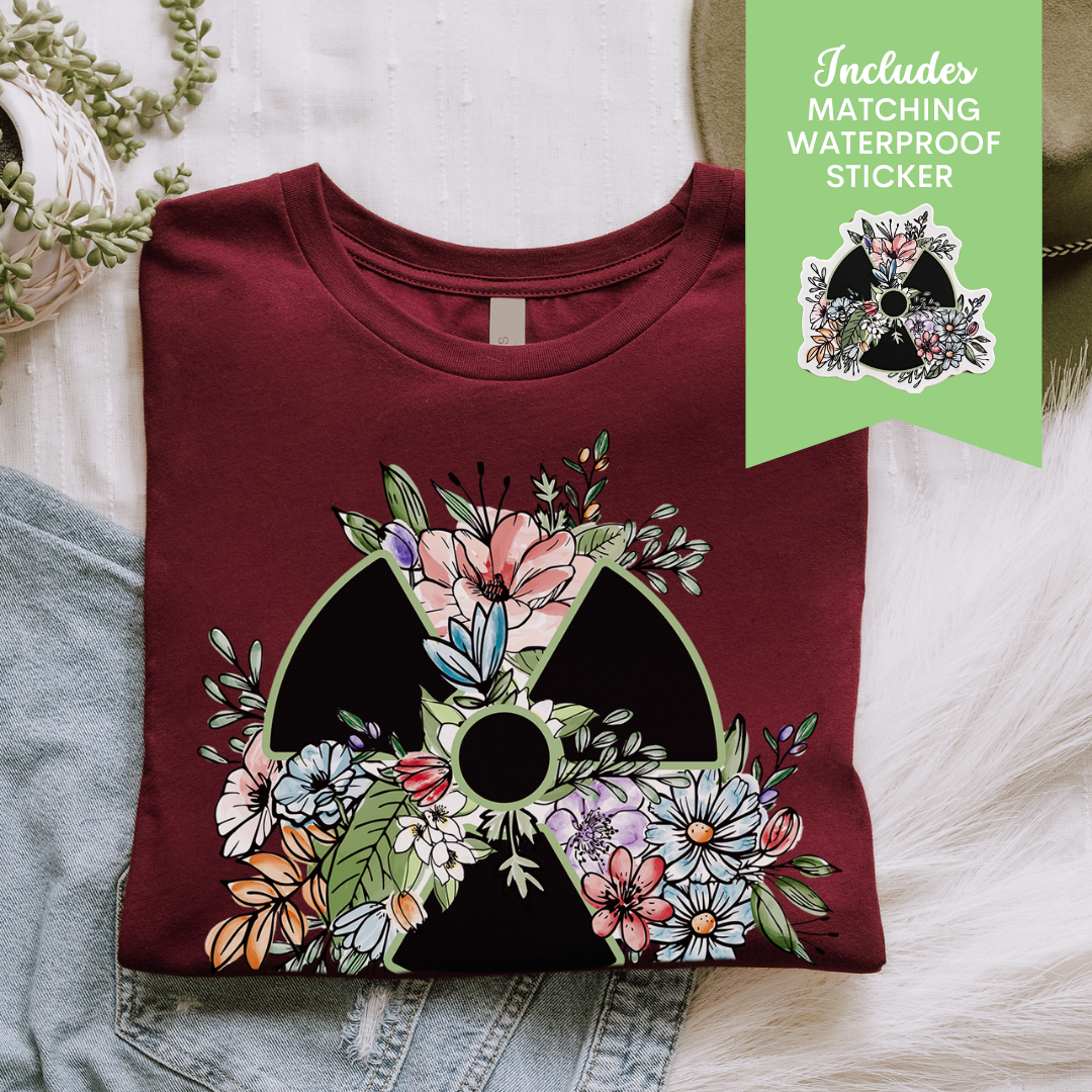 Floral Rad Tech Shirt, Watercolor Radiation Symbol Tee, Radiology Technologist Gift, X Ray Tech Week Shirt