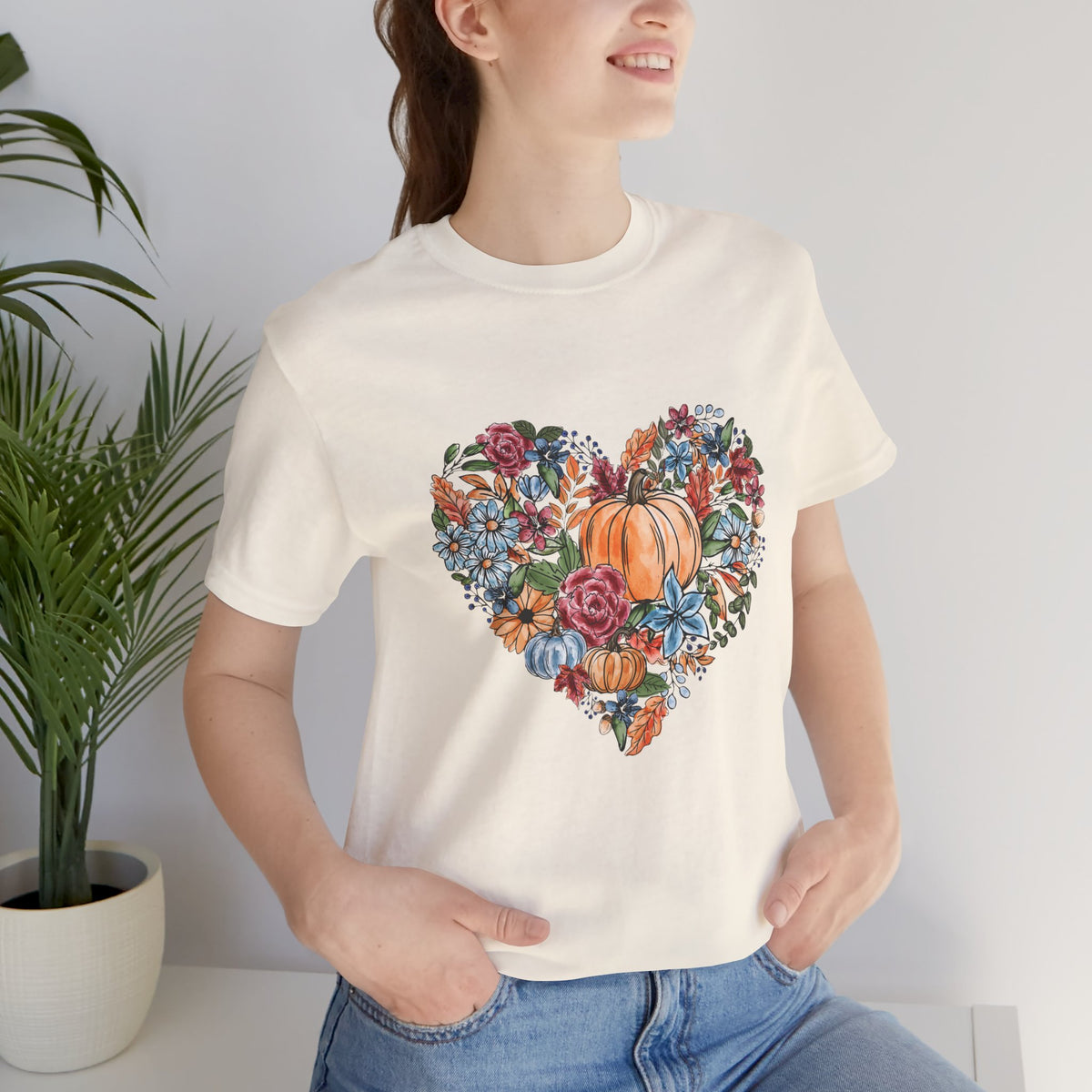 Fall Floral Heart Watercolor T-Shirt