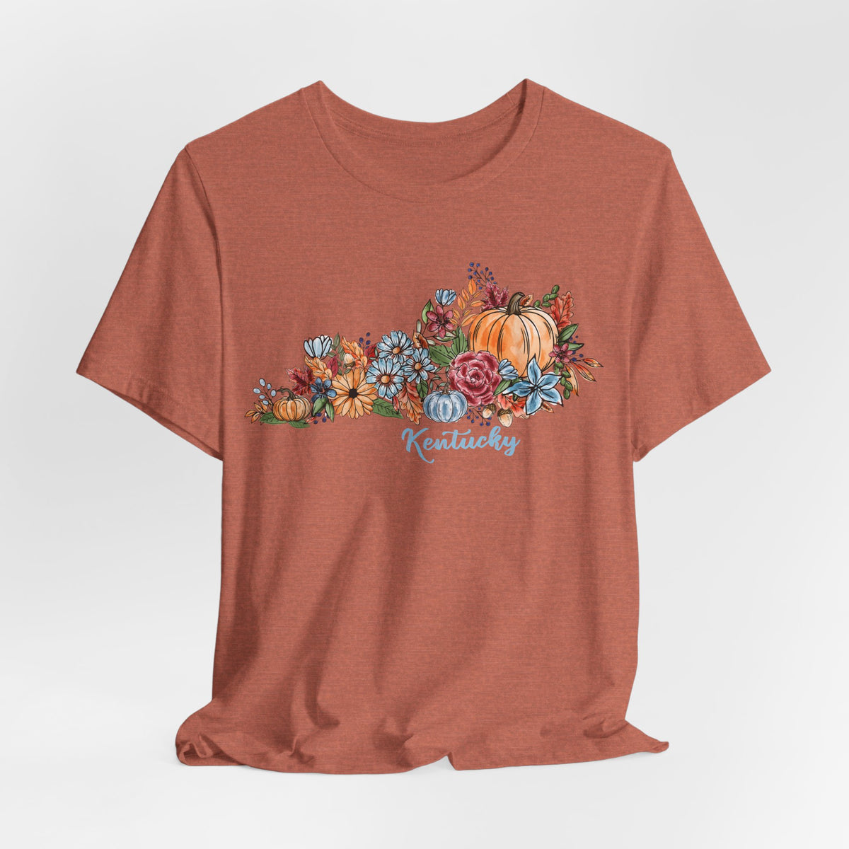 Kentucky Fall T-Shirt, Floral Pumpkin Graphic Tee, Autumn Kentucky Shirt, Watercolor Fall Tee, Kentucky Gift for Her