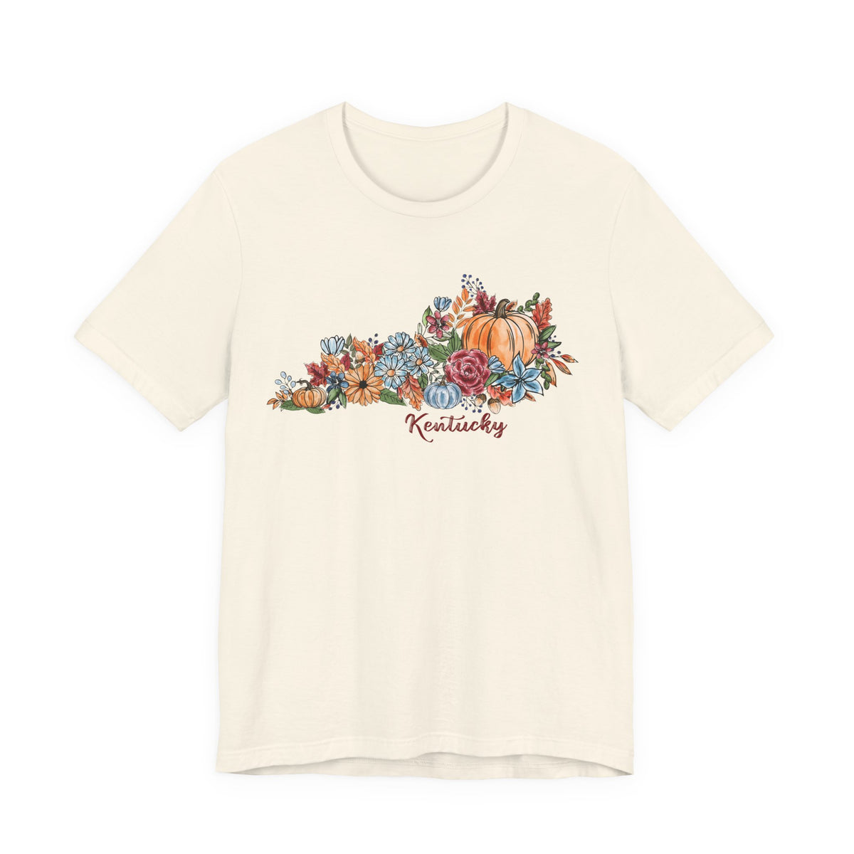 Kentucky Fall T-Shirt, Floral Pumpkin Graphic Tee, Autumn Kentucky Shirt, Watercolor Fall Tee, Kentucky Gift for Her