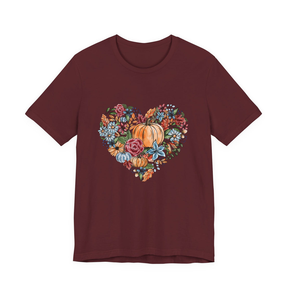 Fall Floral Heart Watercolor T-Shirt