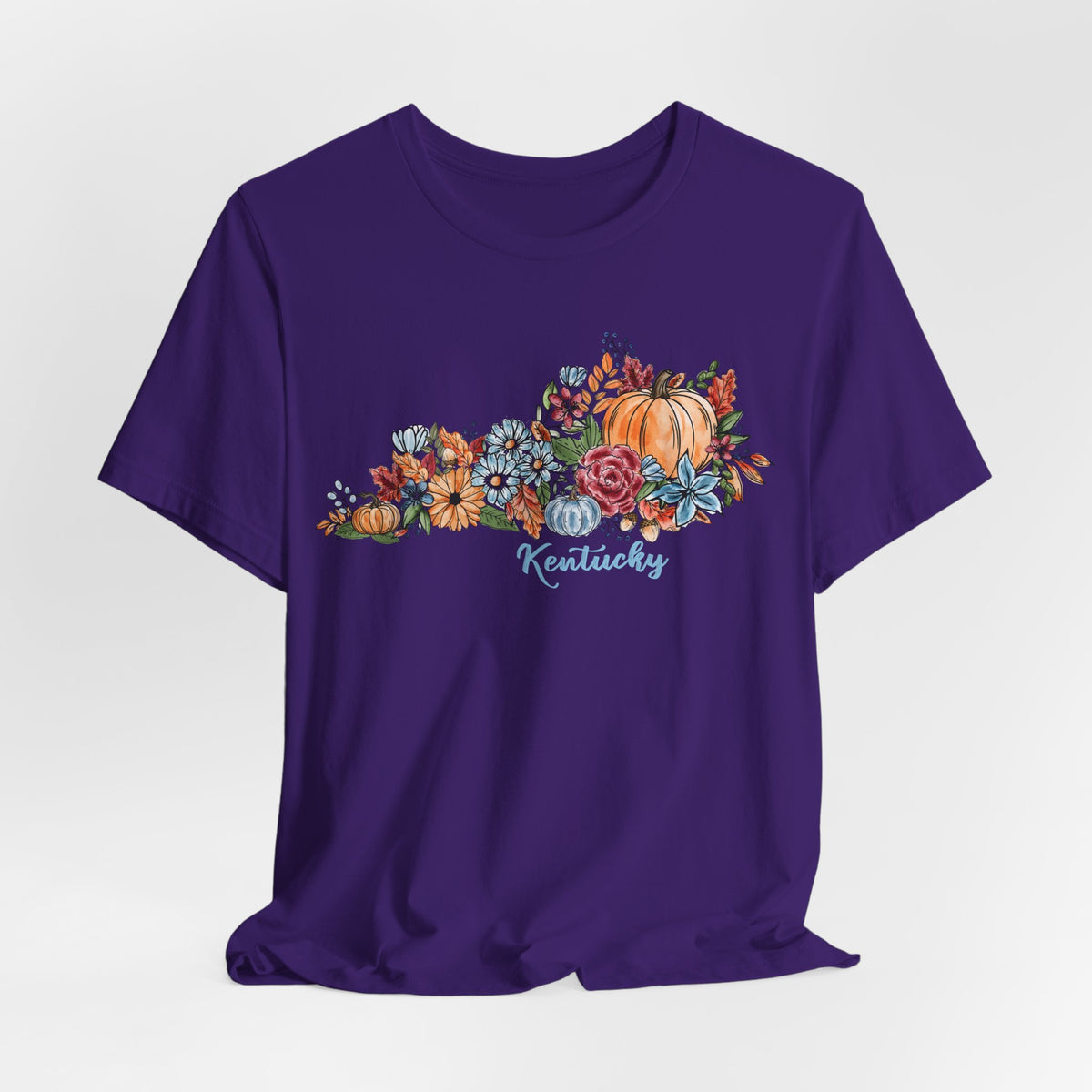 Kentucky Fall T-Shirt, Floral Pumpkin Graphic Tee, Autumn Kentucky Shirt, Watercolor Fall Tee, Kentucky Gift for Her