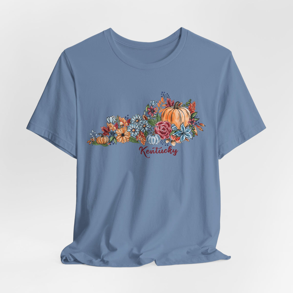 Kentucky Fall T-Shirt, Floral Pumpkin Graphic Tee, Autumn Kentucky Shirt, Watercolor Fall Tee, Kentucky Gift for Her