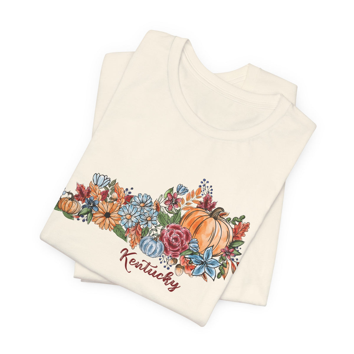 Kentucky Fall T-Shirt, Floral Pumpkin Graphic Tee, Autumn Kentucky Shirt, Watercolor Fall Tee, Kentucky Gift for Her