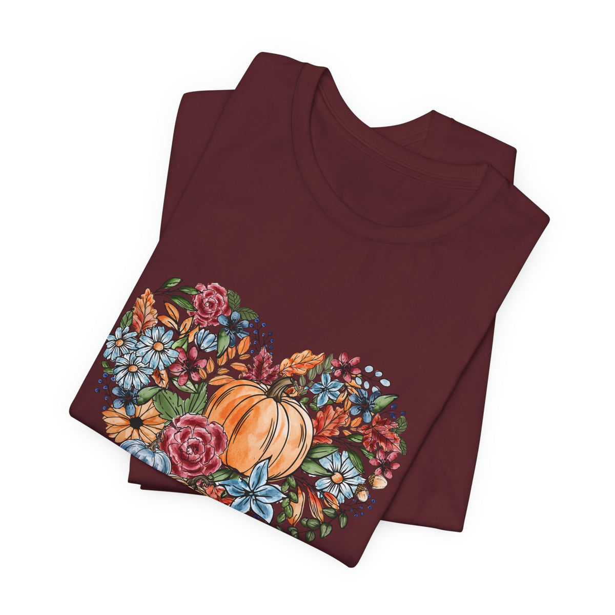 Fall Floral Heart Watercolor T-Shirt
