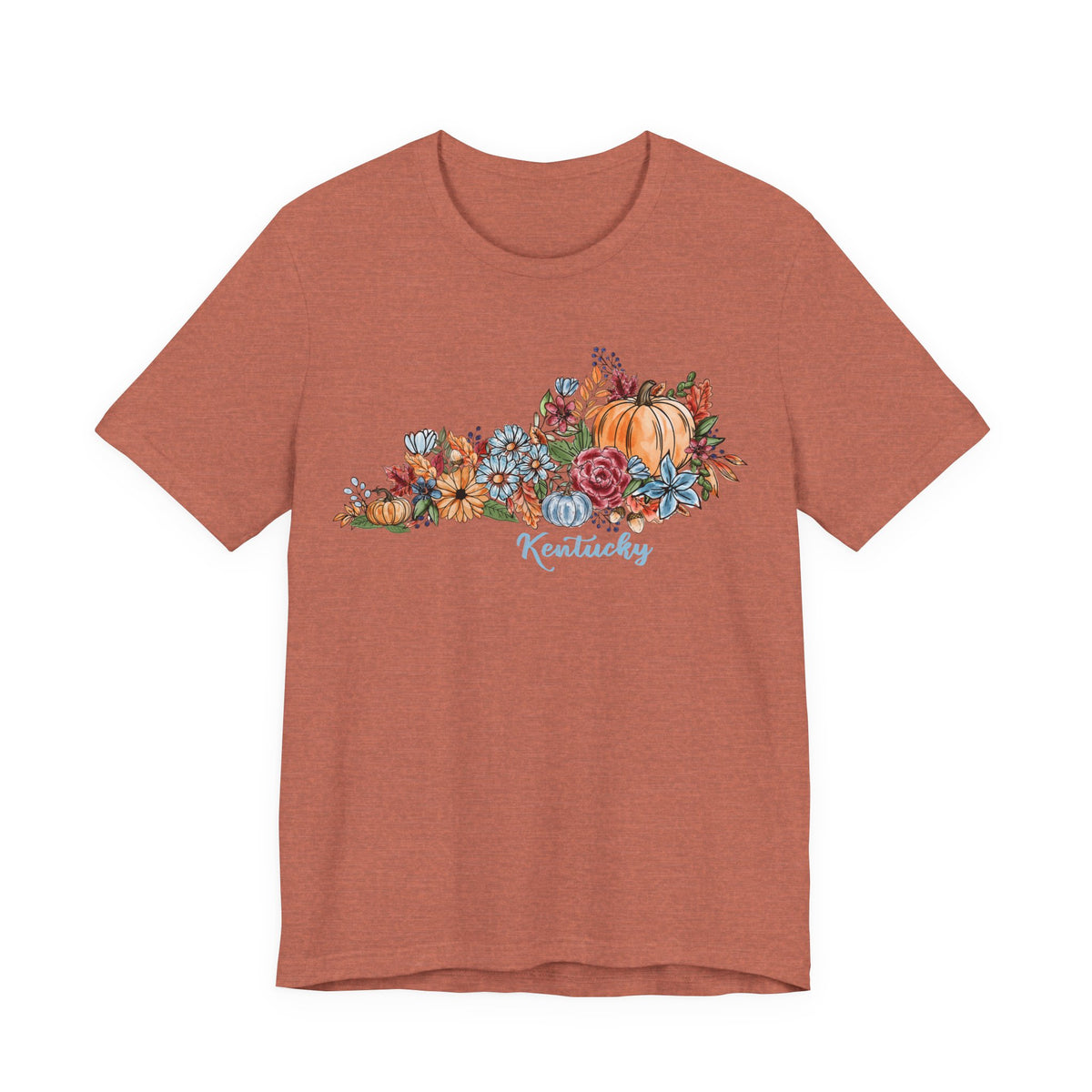 Kentucky Fall T-Shirt, Floral Pumpkin Graphic Tee, Autumn Kentucky Shirt, Watercolor Fall Tee, Kentucky Gift for Her