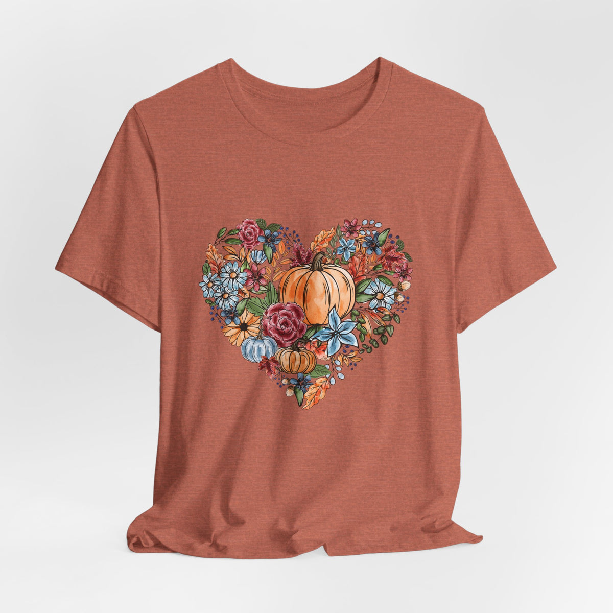 Fall Floral Heart Watercolor T-Shirt