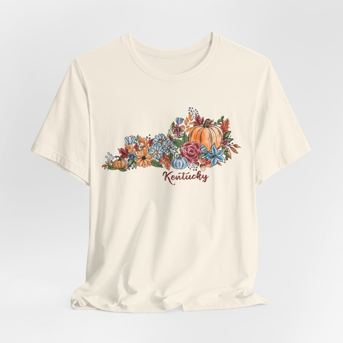Kentucky Fall T-Shirt, Floral Pumpkin Graphic Tee, Autumn Kentucky Shirt, Watercolor Fall Tee, Kentucky Gift for Her