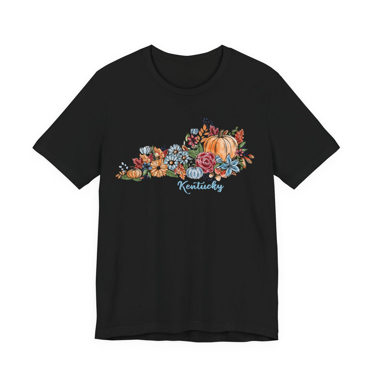 Kentucky Fall T-Shirt, Floral Pumpkin Graphic Tee, Autumn Kentucky Shirt, Watercolor Fall Tee, Kentucky Gift for Her
