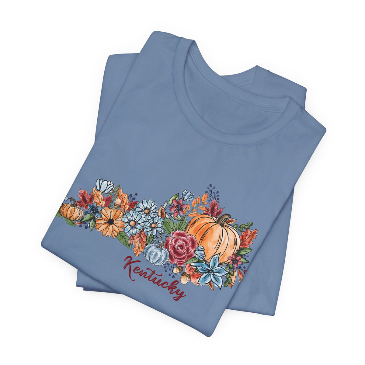 Kentucky Fall T-Shirt, Floral Pumpkin Graphic Tee, Autumn Kentucky Shirt, Watercolor Fall Tee, Kentucky Gift for Her