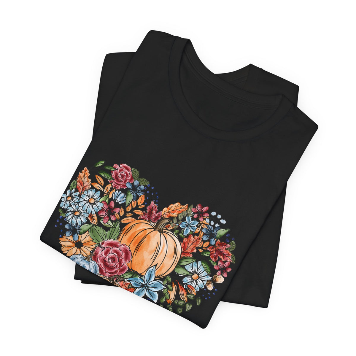 Fall Floral Heart Watercolor T-Shirt