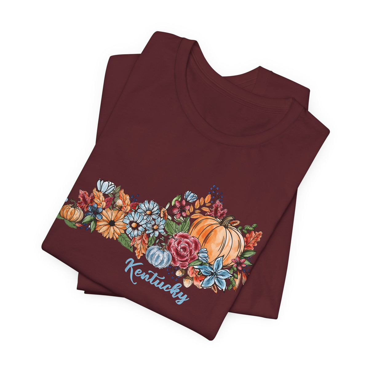 Kentucky Fall T-Shirt, Floral Pumpkin Graphic Tee, Autumn Kentucky Shirt, Watercolor Fall Tee, Kentucky Gift for Her
