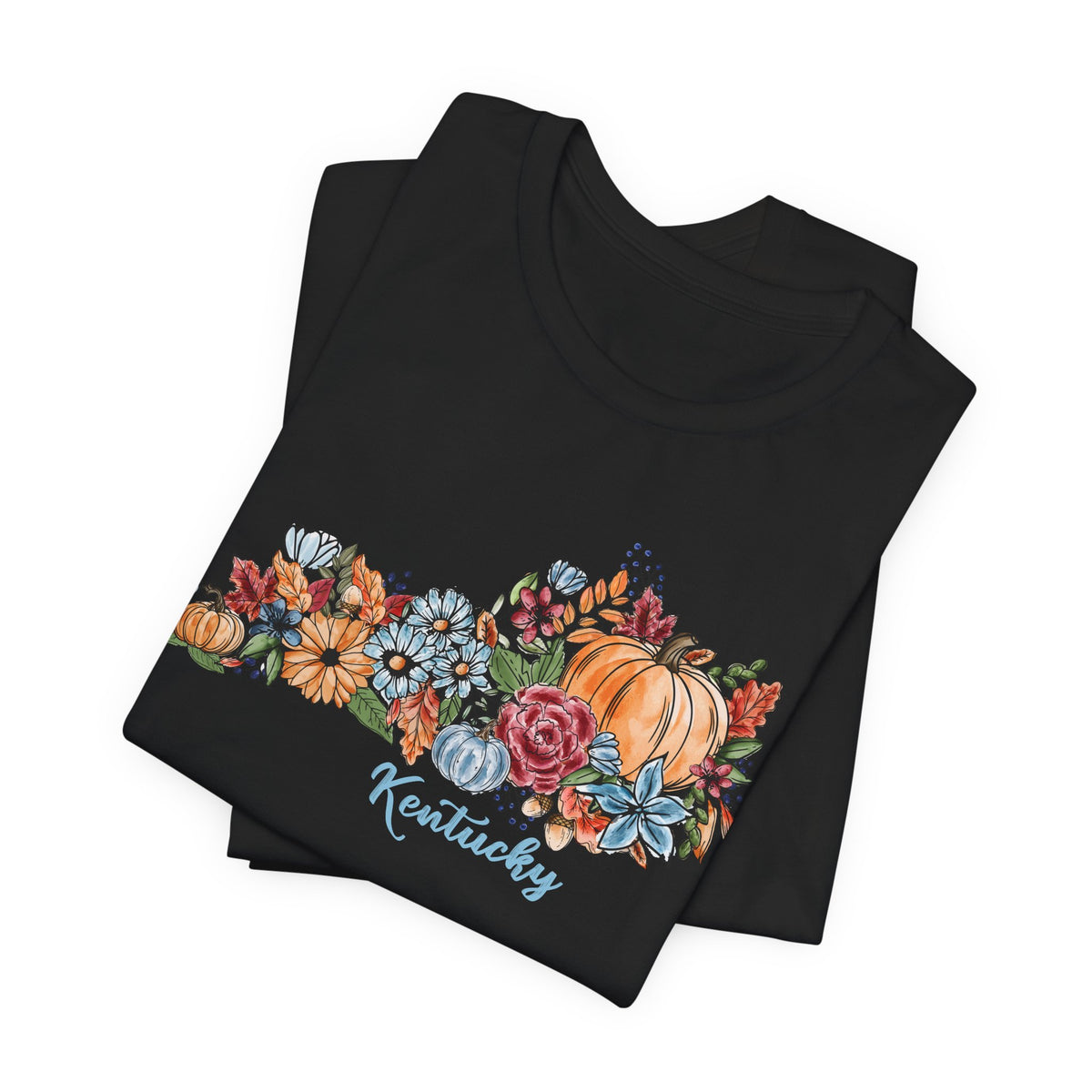 Kentucky Fall T-Shirt, Floral Pumpkin Graphic Tee, Autumn Kentucky Shirt, Watercolor Fall Tee, Kentucky Gift for Her