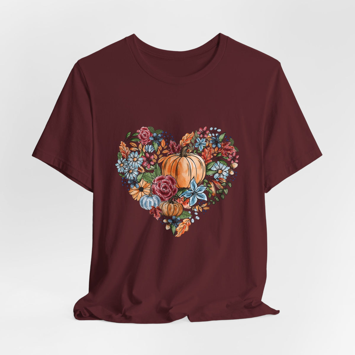 Fall Floral Heart Watercolor T-Shirt