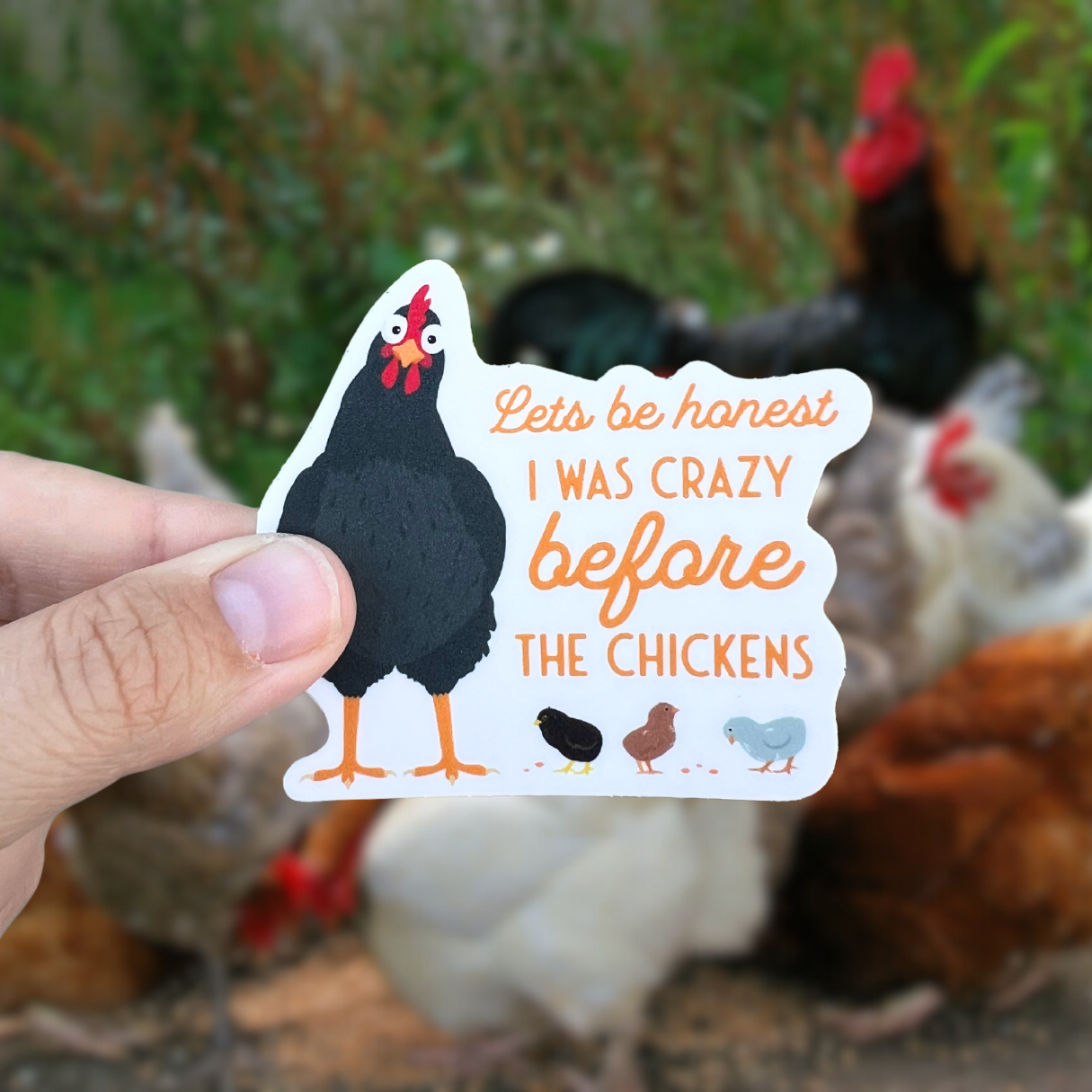 Let’s be honest I was crazy before the chickens sticker