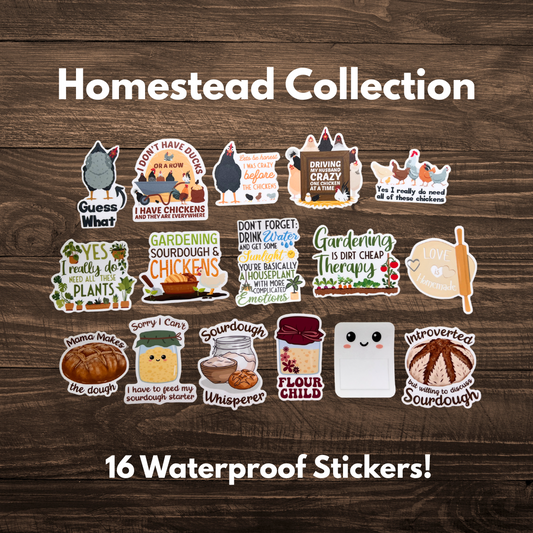 Homestead Collection: Set of 16 Waterproof Stickers
